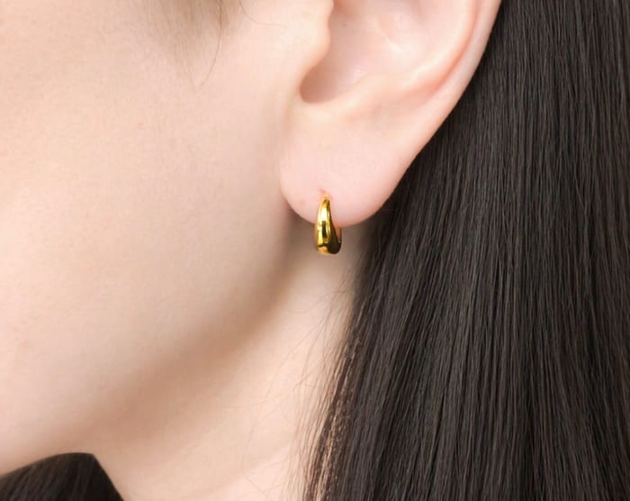 つけっぱなしOK!サージカルステンレスのふくらみフープピアス